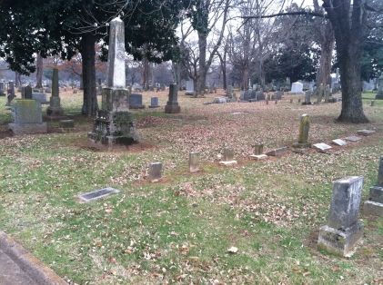 Harper Family Plot. Ella's stone is the small one towards the left side of the picture, behind the tall obelisk.
